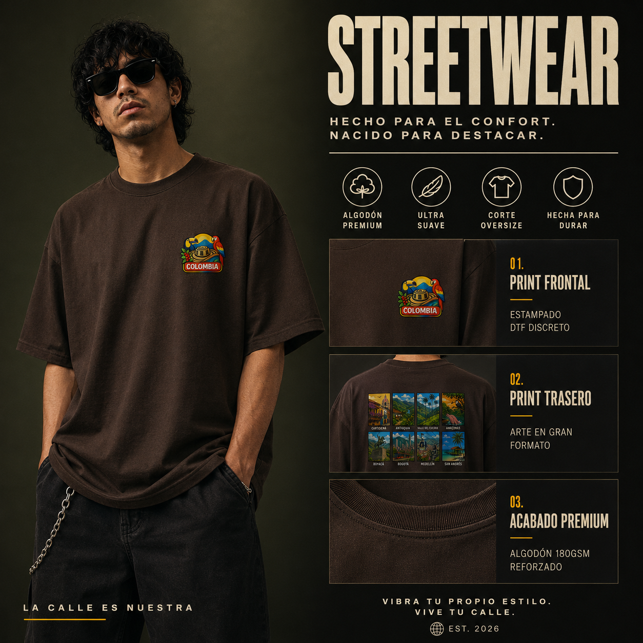 Ficha tecnica streetwear print frontal y trasero