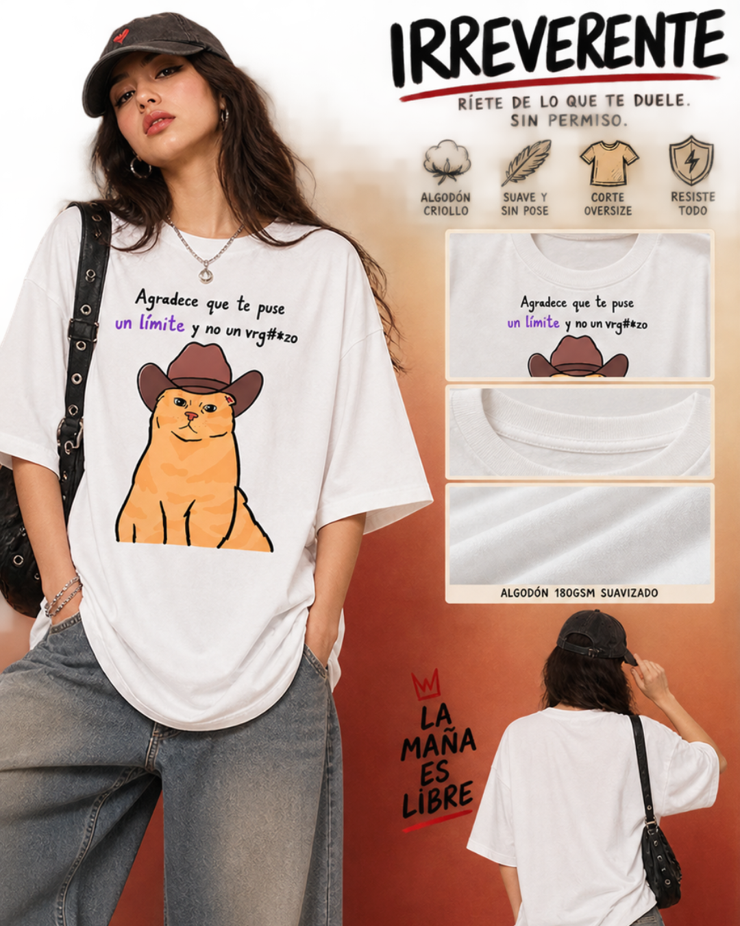 Camiseta MALA MAÑA-Agradece que te puse un límite y no un vrg#*zo